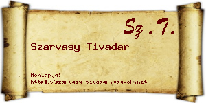 Szarvasy Tivadar névjegykártya